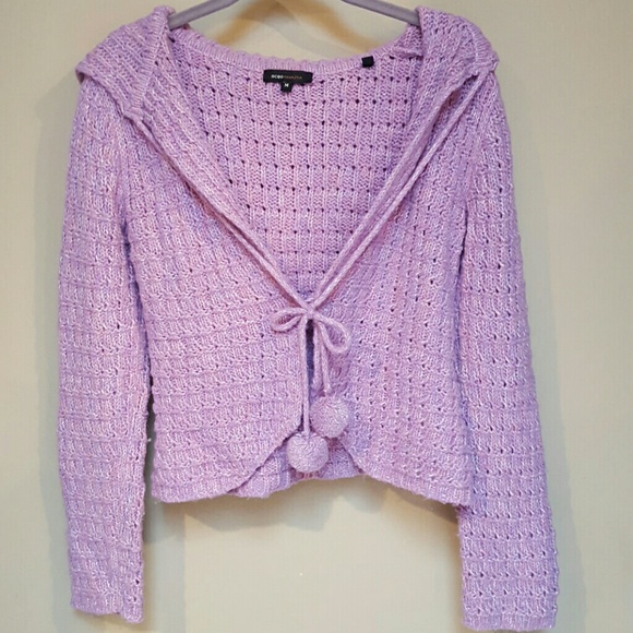 BCBG Pom Pom Hoodie Sweater.