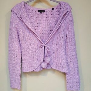 BCBG Pom Pom Hoodie Sweater.
