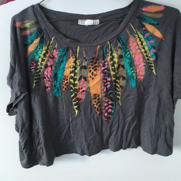Colorful feather crop top