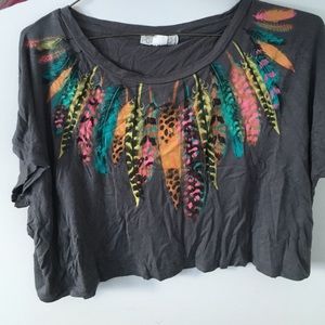 Colorful feather crop top