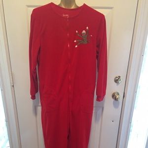 Sock monkey adult onesie
