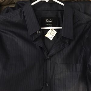 👔NWT Men's Dolce & Gabbana Navy Pinstripe Shirt👔