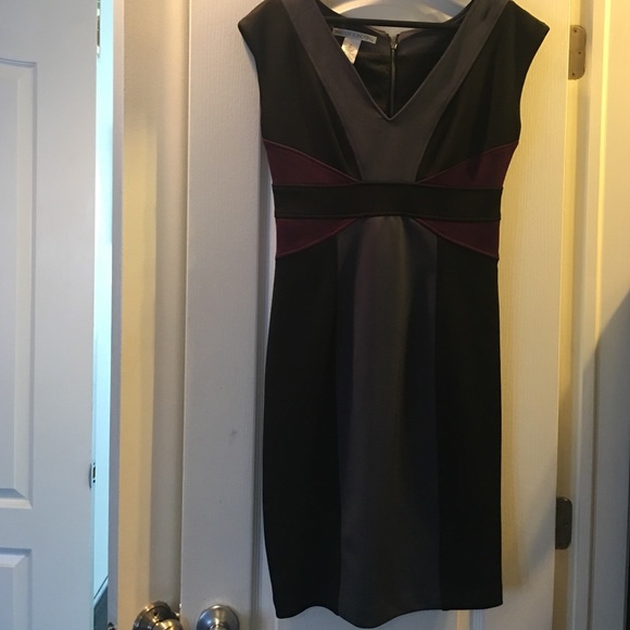 Maggie London grey black and purple dress
