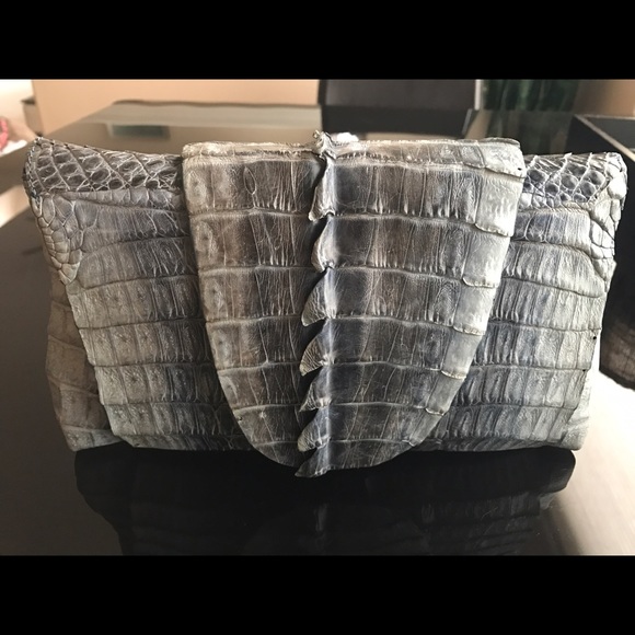 Gorgeous blue genuine alligator wrap aroundclutch