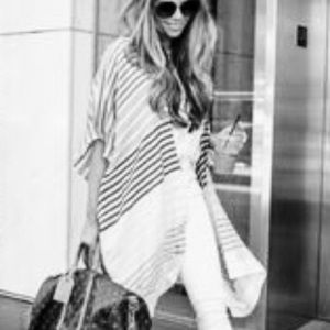Loft Black and White Striped Kimono