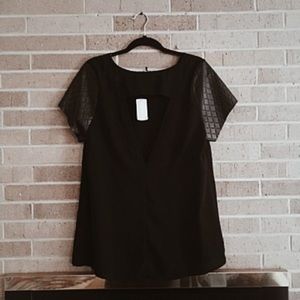 Forever 21 PLUS NWT faux leather sleeve top