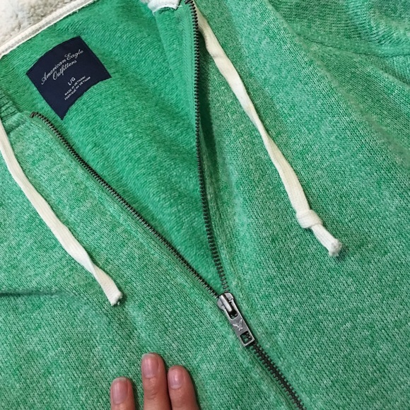 Green zip-up hoodie from American eagle. - Picture 2 of 2