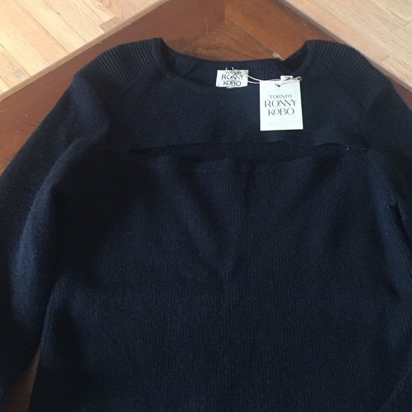 NWT TORN by RONNY KOBO Black Cut Out Sweater - Picture 2 of 3