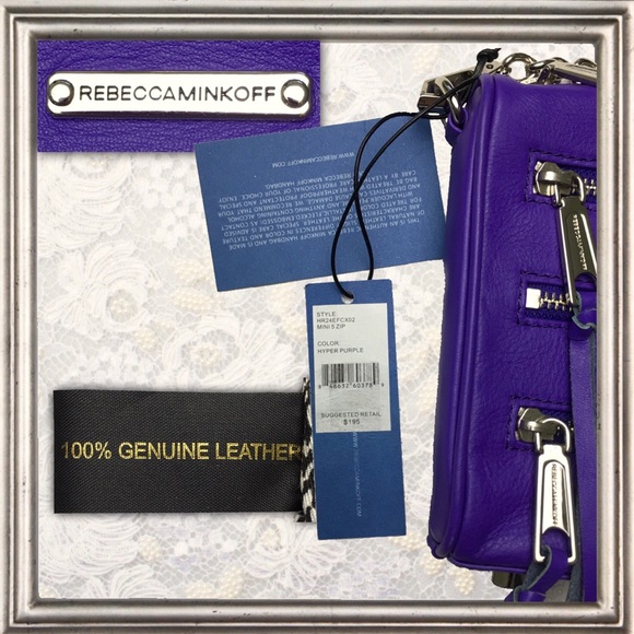 Rebecca Minkoff Mini 5 Zip Hyper Purple Crossbody - Picture 4 of 4