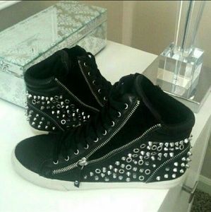 ZARA genuine leather studded sneakers