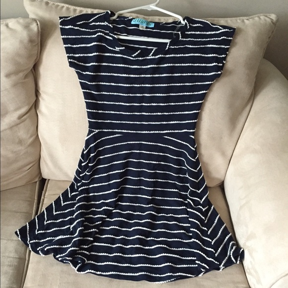 Navy and white striped dress