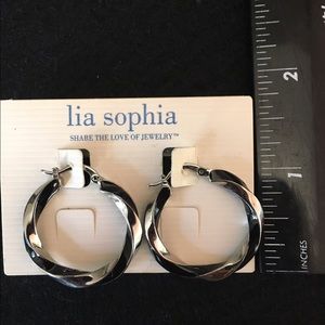 Lia Sophia black and silver hoops