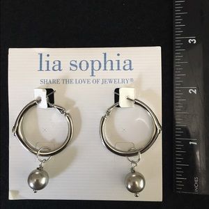 Lia Sophia silver hoops with pearl