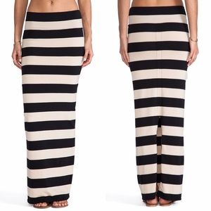Free People Stripe Column Skirt in Black/Tan Combo