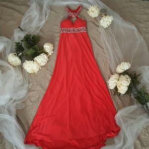 Beautiful Red Gown with Lovely Sequence