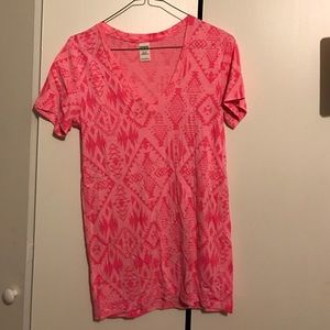 Pink Aztec V neck