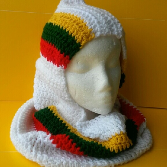 Crocheted hooded scarf