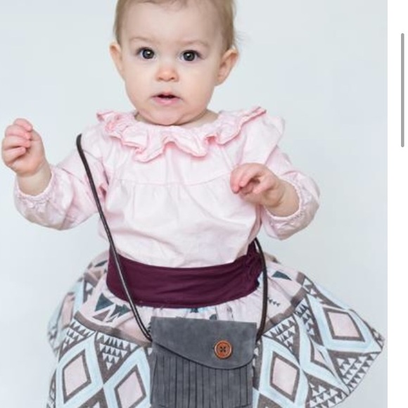 Toddler Faux Suede Crossbody Fringe Purse Vegan - Picture 3 of 4