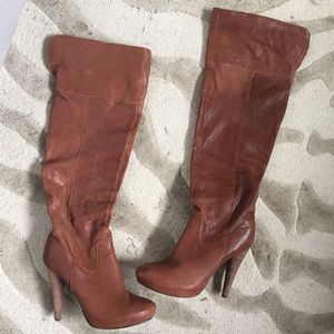 Leather OTK boots. Can be worn 2 ways!
