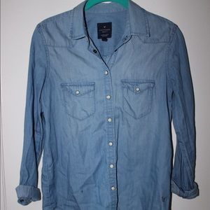 Denim American Eagle Button Down Shirt
