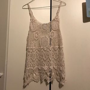 Lace tank top cream color