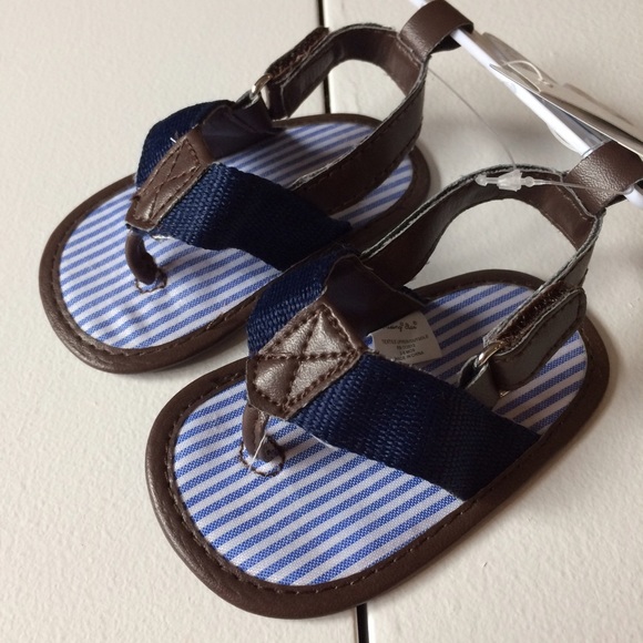 NEW Baby Boy's Navy & White Stripe Sandals - Picture 2 of 4