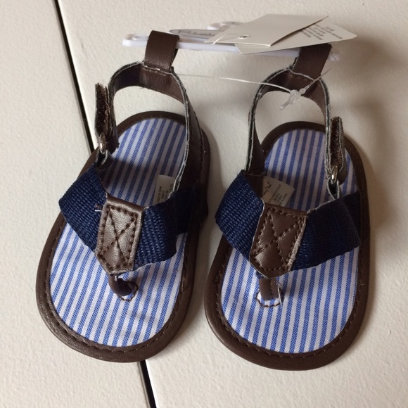 NEW Baby Boy's Navy & White Stripe Sandals - Picture 3 of 4