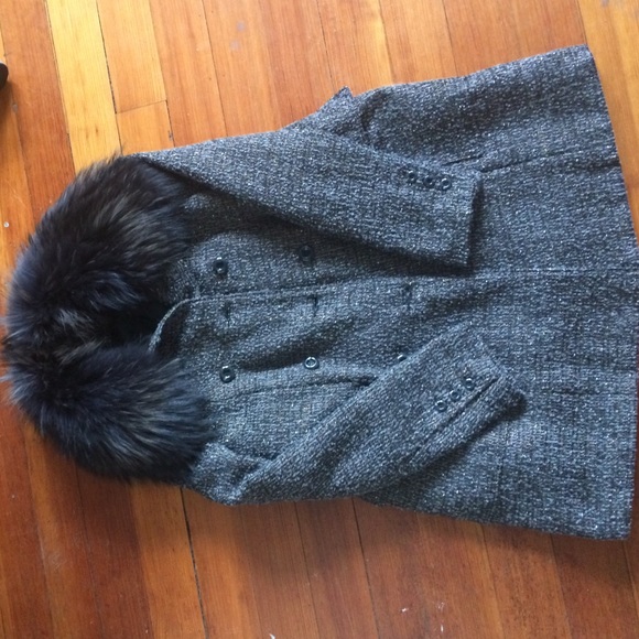 Alice + Olivia sigourney tweed coat fur jacket - Picture 3 of 3