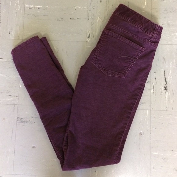 Wine colored super skinny cord jeggings