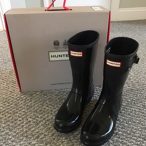 Hunter Original Short Gloss Black Boots