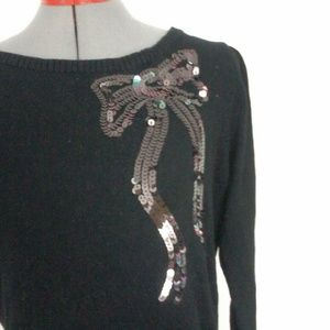 Black Sequin Bow Sweater