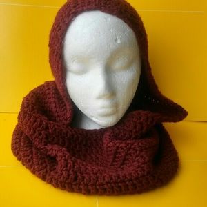 Crocheted hoodie scarf