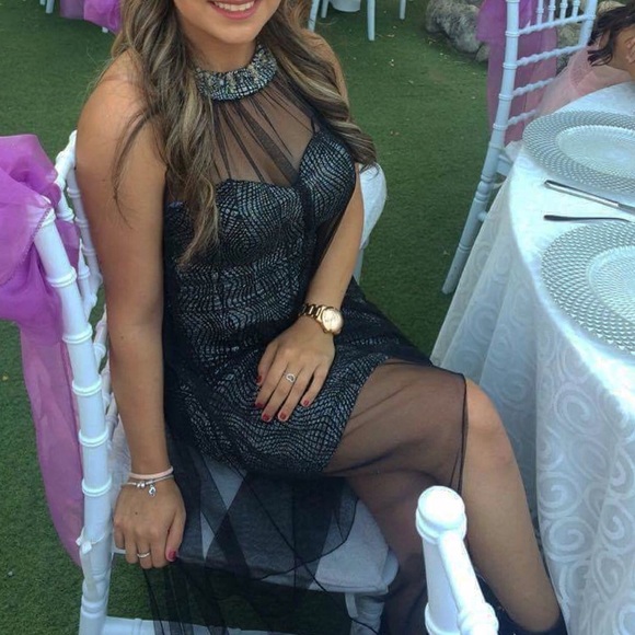 black dress with vale