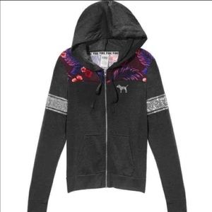VS Pink Grey Bling Full Zip Hoodie