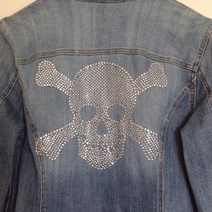 INC Studded Skull Jean Jacket M