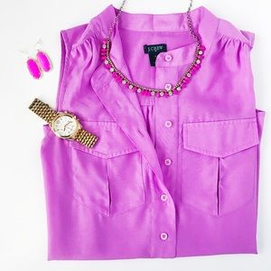 J. Crew Orchid Button Down Silky Tank Shell