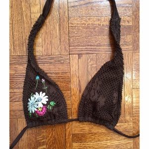 Brown crochet bikini top