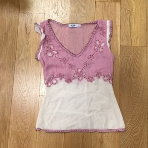 Moschino Pink and White top , shirt, Blouse Size 4