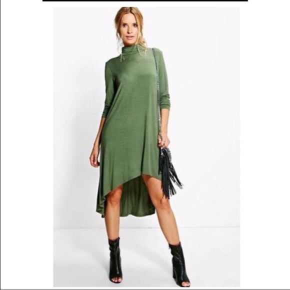 ‼️SALE‼️🎄🆕✨Dipped Hem Roll Neck Swing Dress - Picture 1 of 3