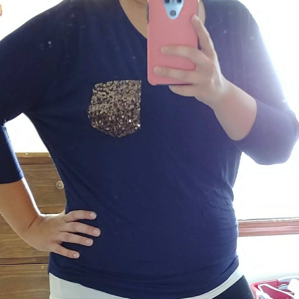 β€ HPx2 navy sequin pocket shirt!! - Picture 5 of 7