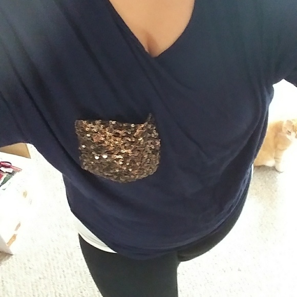 β€ HPx2 navy sequin pocket shirt!! - Picture 4 of 7