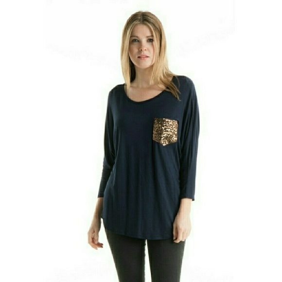 β€ HPx2 navy sequin pocket shirt!! - Picture 2 of 7