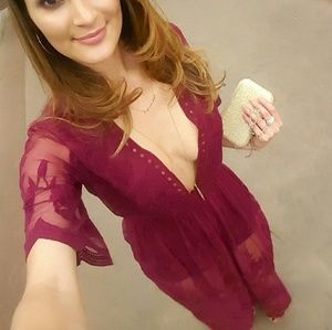 Sexy wine lace dress