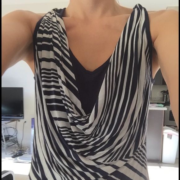 Navy and white striped top