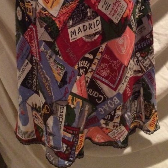 EUC Vintage Gap Silk Postcard Pinup Skirt sz 12