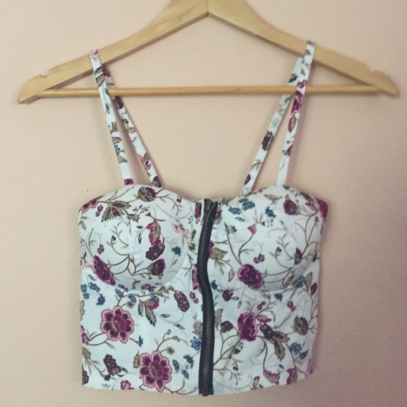 Floral Zip-Up Crop Top