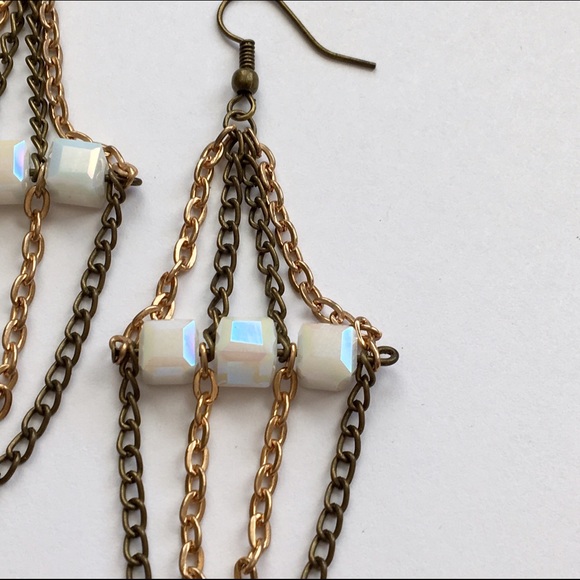 Handmade Crystal & Chain Earrings ~made with❤️ - Picture 2 of 3
