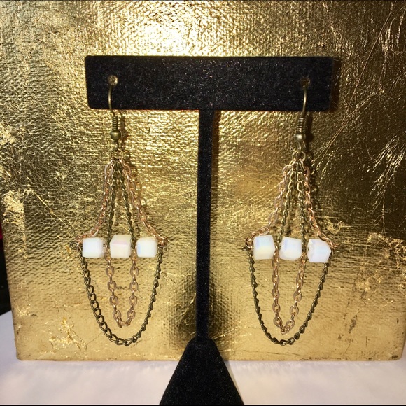 Handmade Crystal & Chain Earrings ~made with❤️ - Picture 3 of 3