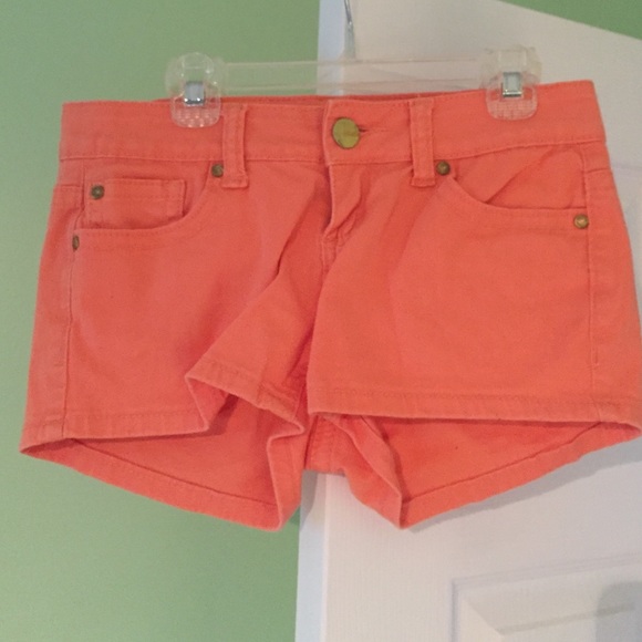 orange jean shorts