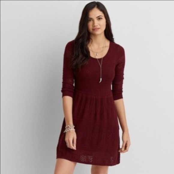 Fit and flare burgundy sweater dress small